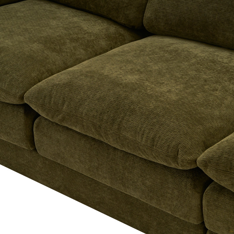 Canapé modulaire modulaire, canapé en L en forme de nuage avec 1 repose-pieds mobile, canapé en chenille confortable avec coussins moelleux pour le salon (vert)