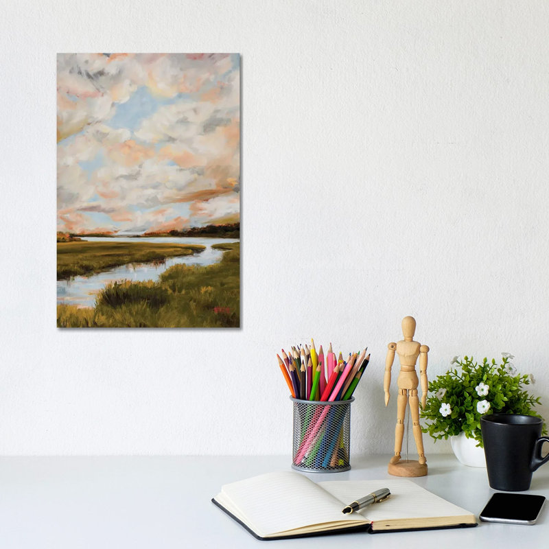 Warm Clouds Over The Marsh by April Moffatt iCanvas, 12" H x 8" W x 0.75" D, Wrapped Canvas