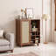 Buffet 34 po en rotin noyer avec porte-bouteilles - Buffet de rangement pour le salon, la cuisine, l'entrée-387581774