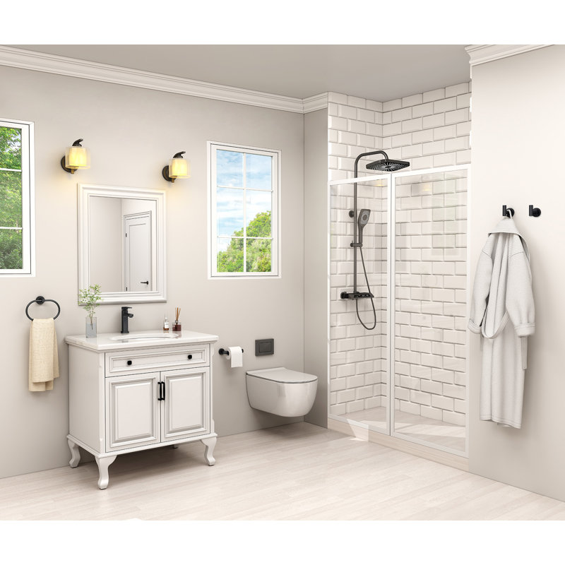 Ensemble de quincaillerie de salle de bain 4 pièces, Noir mat