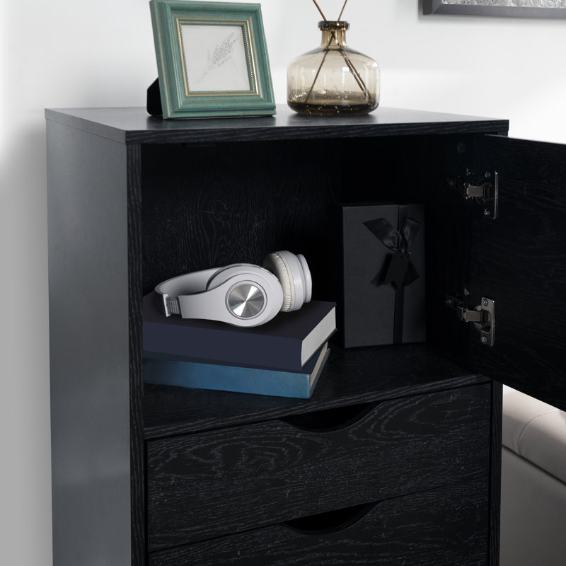 Garysburg 6-Drawer Dresser with Side Cabinet, Rolling Storage Organizer with Lockable Wheels, Modern Drawer Chest for Bedroom, Closet, Apartment – Space-Saving Clothes, Accessories & Essentials Storage