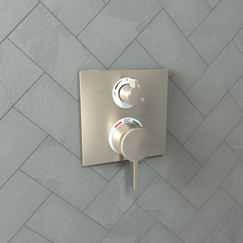 Ecostat Square Temperature Memory Thermostatic Valve Trim, Brushed Nickel