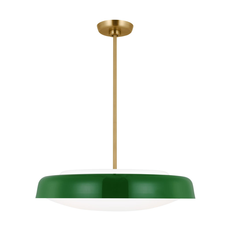 Green and White Milk Glass 3-Light Pendant