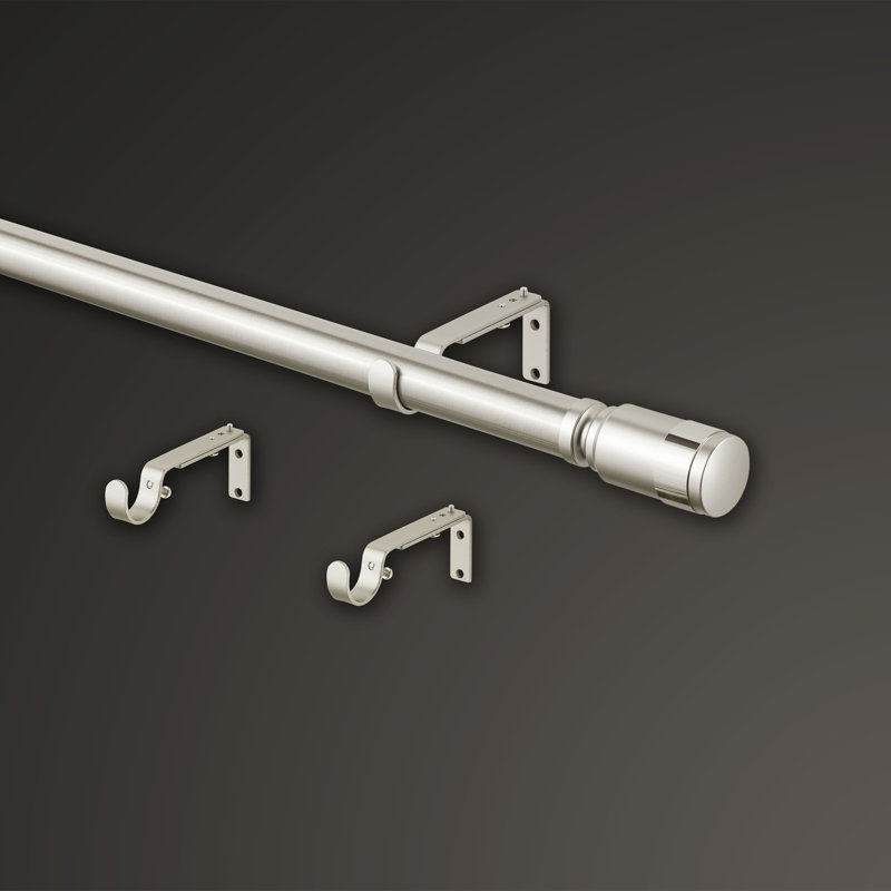 Tringle à rideau 1 1/8 po de diamètre, embouts cylindriques et tringle ajustable murale en acier Mode Collection Premium