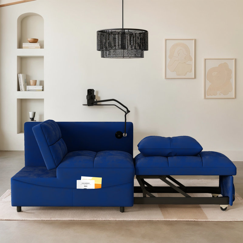 Canapé-lit rembourré convertible 3-en-1, Bleu