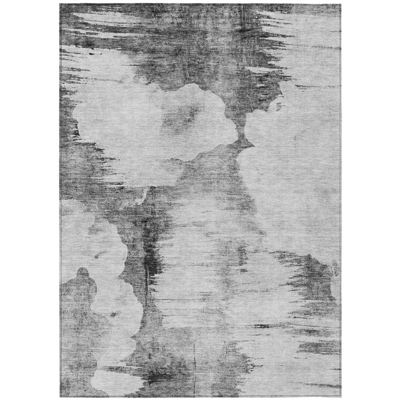 Tapis extérieur gris lavable argenté et gris anthracite 9 pi x 12 pi