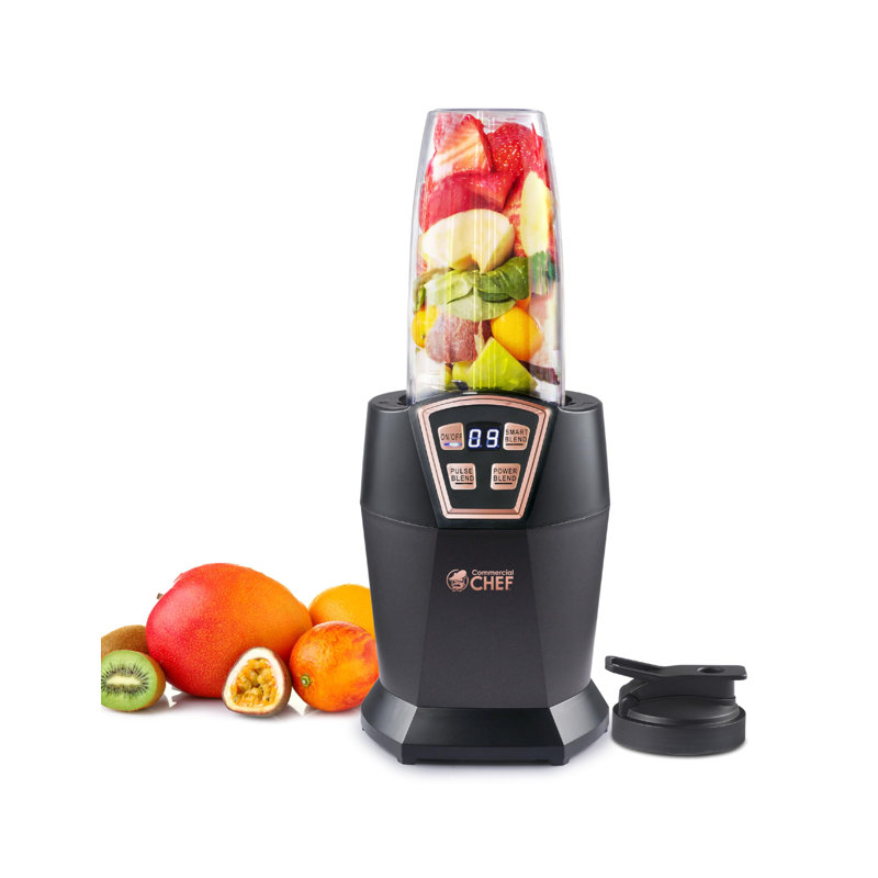 COMMERCIAL CHEF Personal Blender with 6 Stainless Steel Blades, LED Display