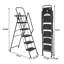 5-Step Reach Height Foldable Step Ladder With Tool Tray And Wide Non Slip Pedals, Convenient Handrails
