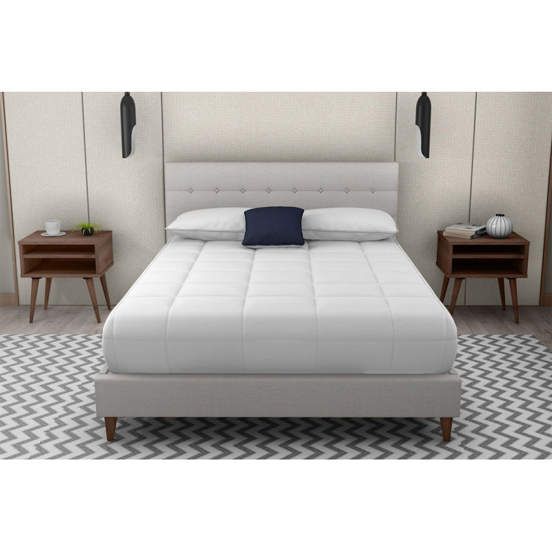 Queen Upholstered Bed With 2 Nightstands, King, Beige