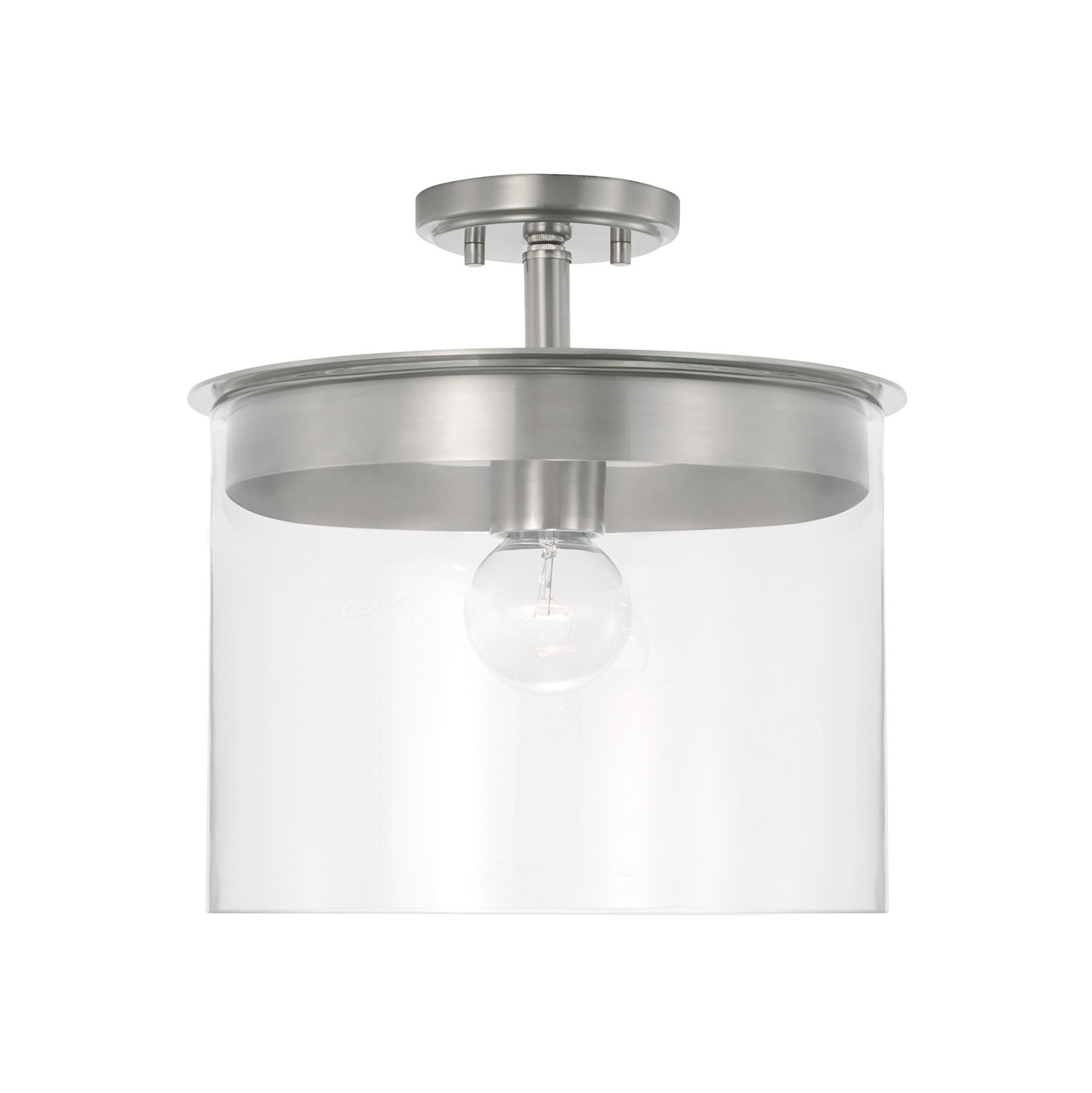 Elstone Single Light Glass Dimmable Pendant, Brushed Nickel