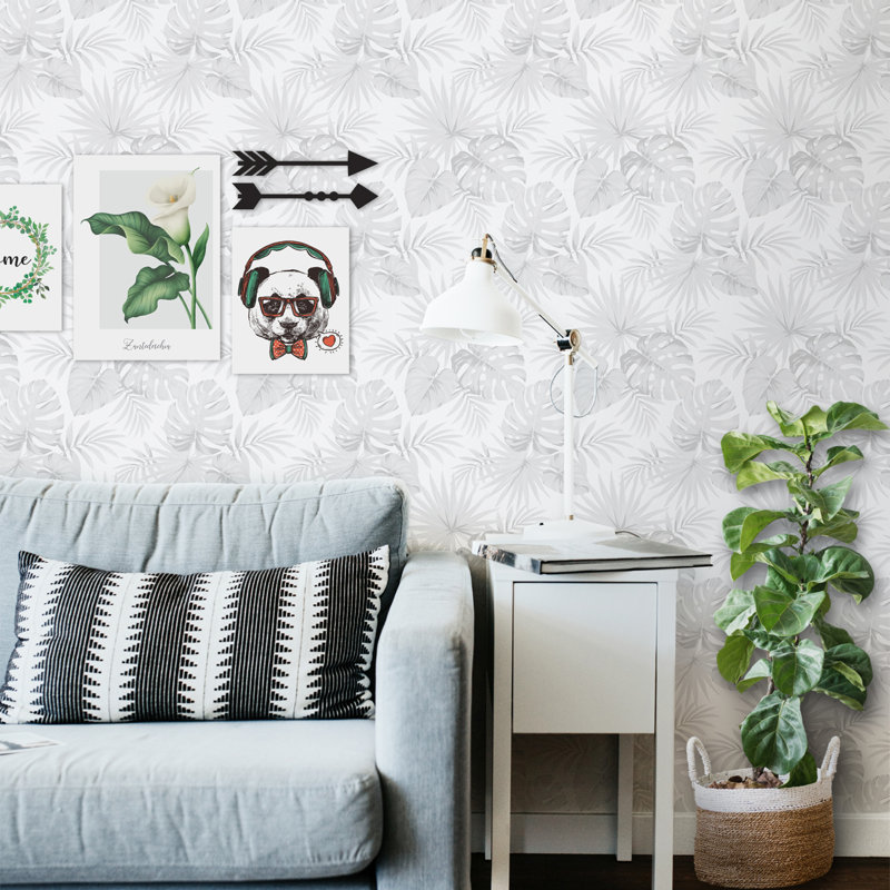 Rouleau de papier peint L 51,18 po x L 41,64 po Zahir, Gris pâle
