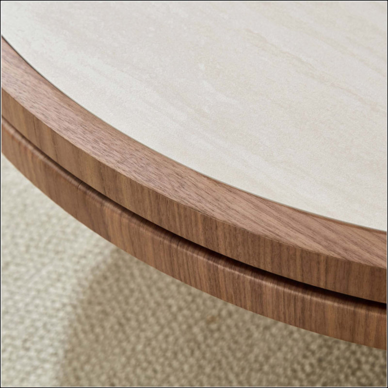 MDF Round Coffee Table  Sintered Stone Tabletop For Living Room Apartment  Reception Room