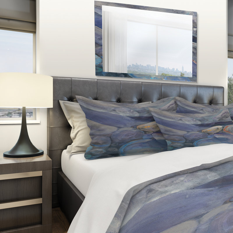 Into the Indigo Stream II - Abstract Duvet Cover Set - Microfiber Polyester, Full/Queen Duvet Cover + 2 Shams