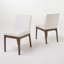 Set of 2 Contemporary Dining Chairs - Upholstered Seat and Backrest, Rubberwood Legs, Walnut + Light Beige