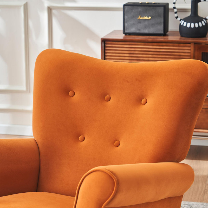 Chaise berçante moderne à haut dossier et chaise berçante confortable, Orange