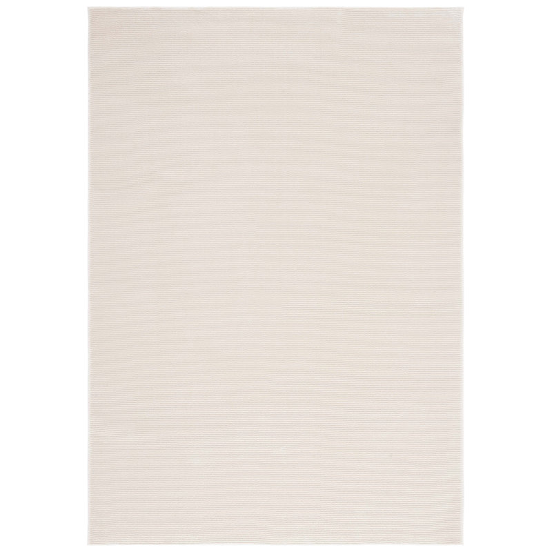 Anabeatriz Solid Color Handwoven Polyester Area Rug in Ivory, Rectangle 5'3" x 7'7"