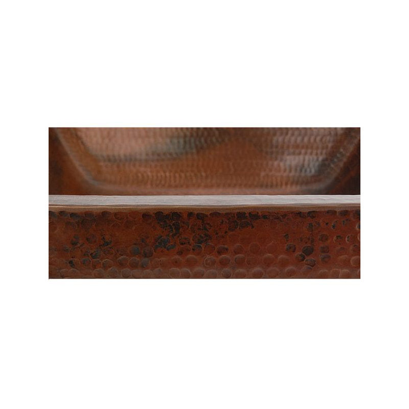 19" Rectangle Skirted Vessel Hammered Copper Sink