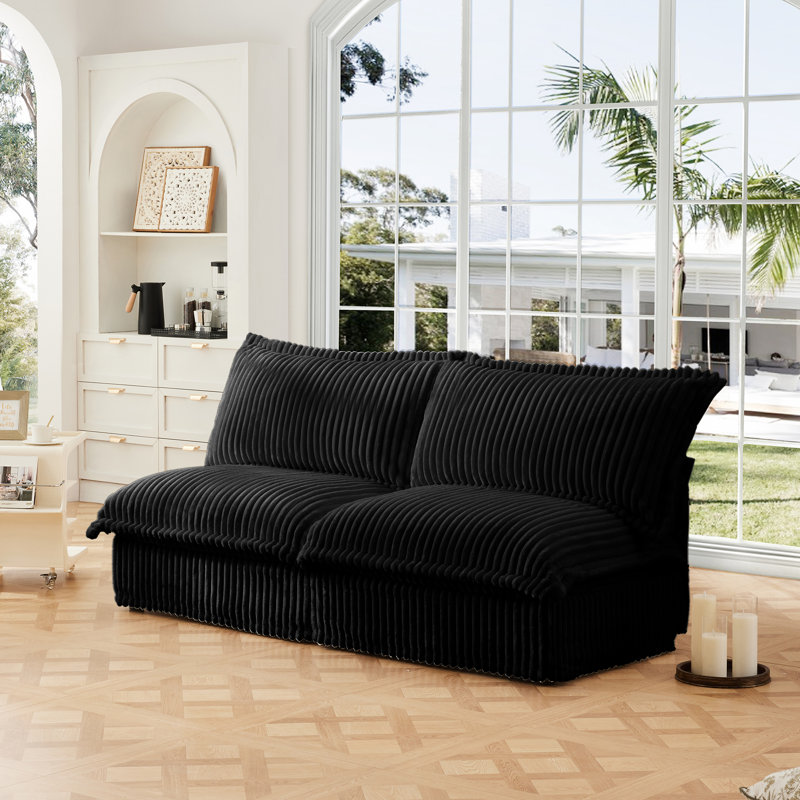 Transform Your Space With The Ultimate Modular Armless Sofa In Luxurious Black Corduroy