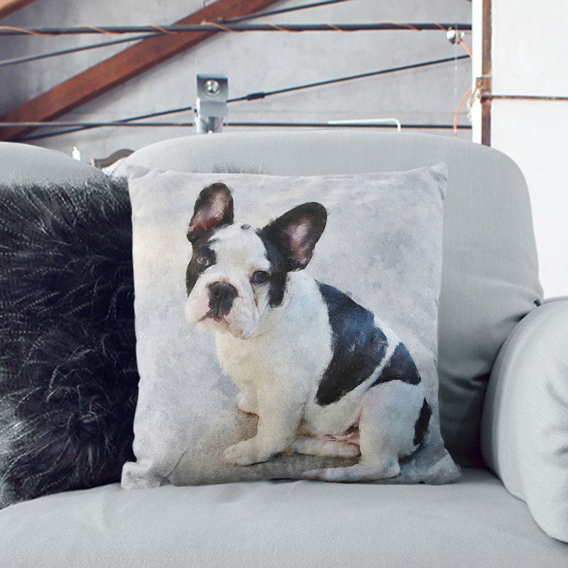 French Bulldog Vol.3 Painting Square Throw Cushion, 55cm H x 55cm W x 20cm D, Black