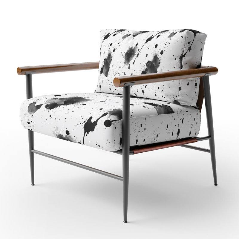 Chaise rembourrée Modern, Bras ronds bruns
