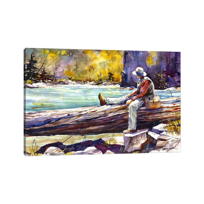 «Fishing Time», reproduction d'art encadrée, Toile tendue, H 18 po x l 26 po x P 1,5 po
