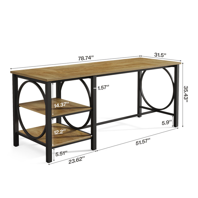 Table de bar 78,74 po, table de pub à hauteur de comptoir industrielle avec tablettes de rangement pour la cuisine et la salle à manger