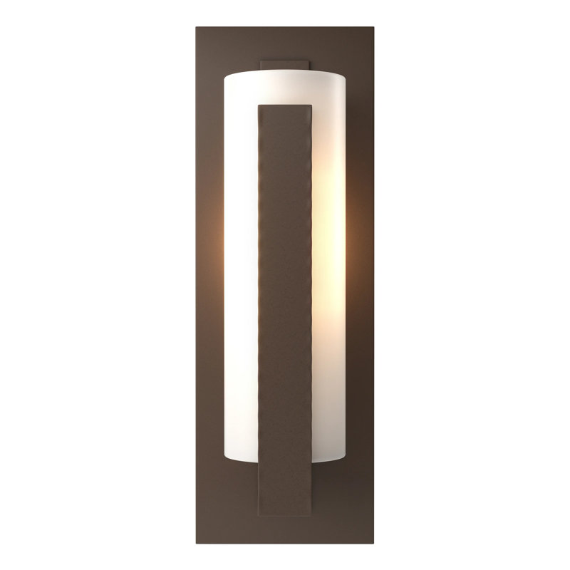 Forged Vertical Bar 1 - Bulb Outdoor Flush Mount, Opaque Mahogany, Opal, 18.8" H X 6.5" W X 5.7" D