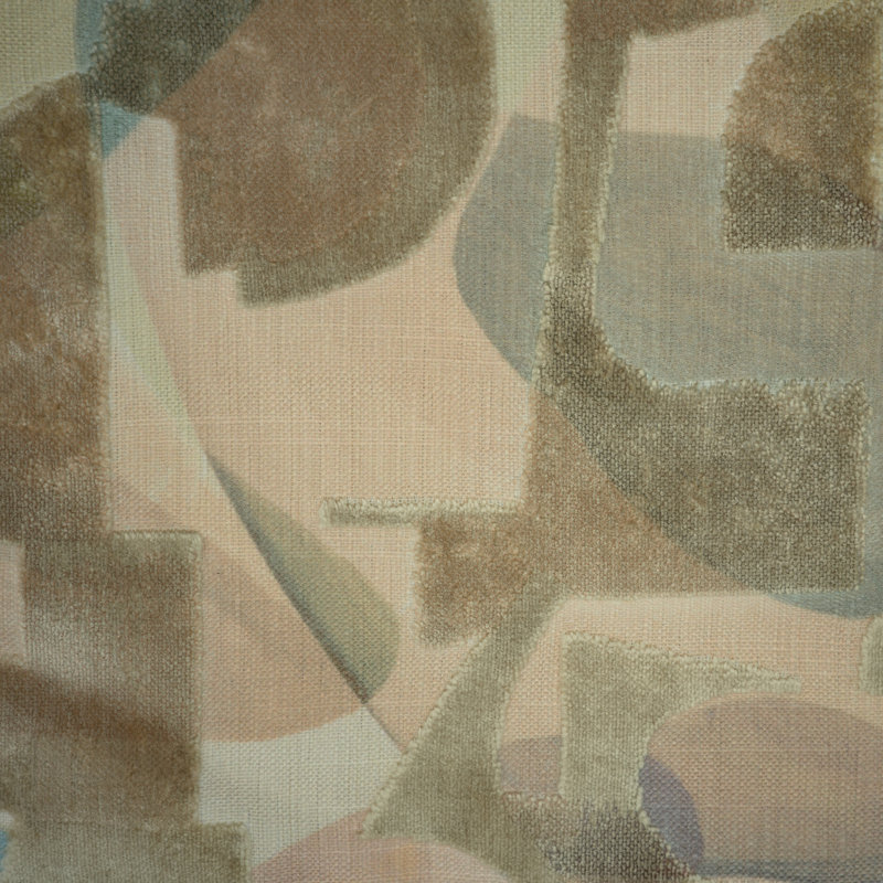 Kaleidoscope - Abstract Design Cut Velvet Upholstery Fabric, Cameo