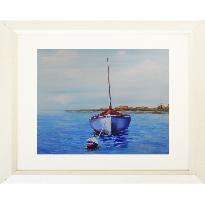 Impression «Voilier», H 19 po x l 23 po, Papier avec cadre blanc, Blanc mat