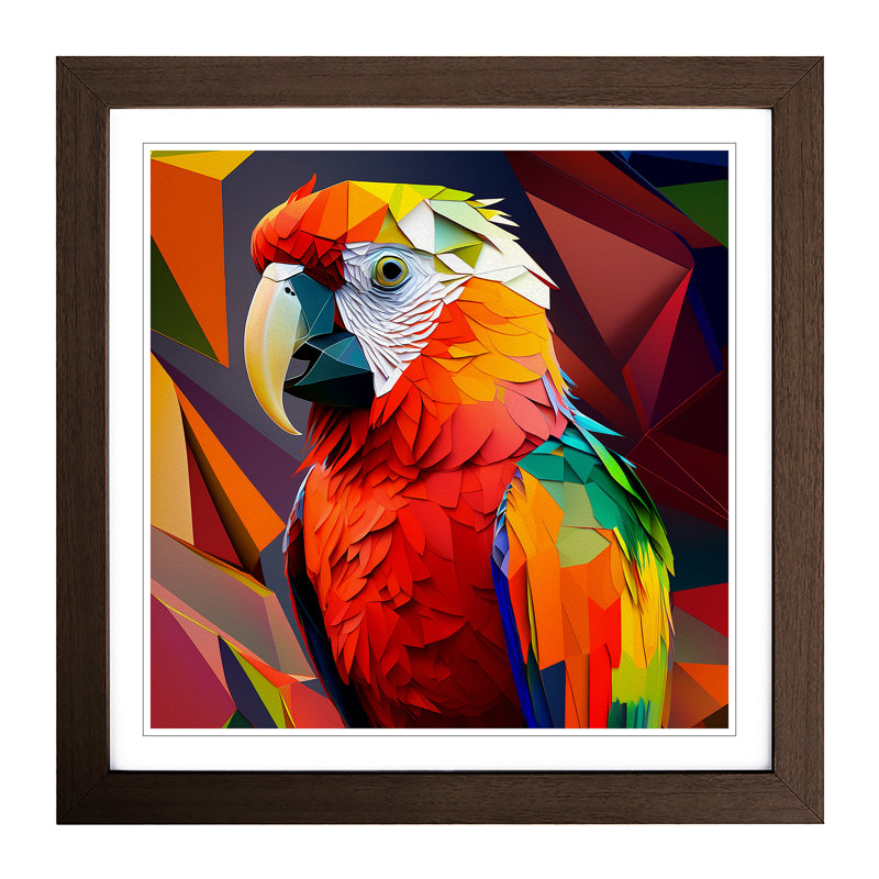 Parrot Cubism - Framed Print, Walnut