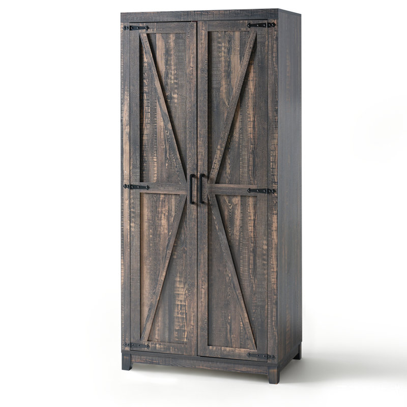 Armoire en bois manufacturé Chiara, Noir noyer