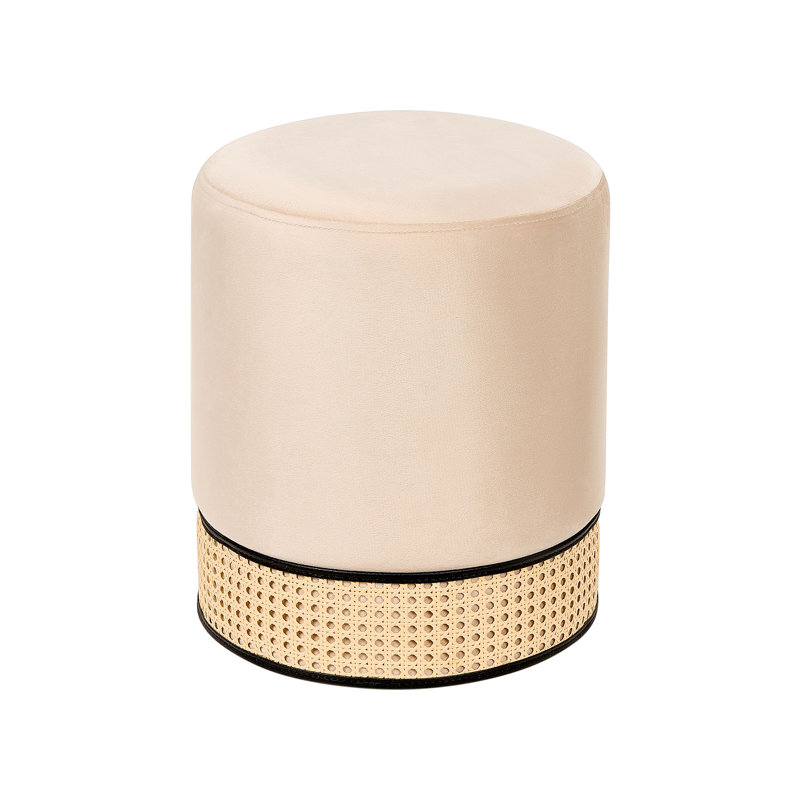Amanat 35cm Wide Velvet Round Pouf Ottoman, Beige