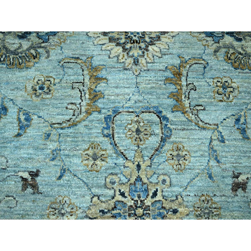 Tapis surdimensionné en laine noué à la main 12 pi x 12 pi bleu Shah Abbas 120DD57C4EC64599A989BCE02E163E53