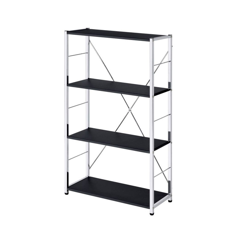 Tennos Black & Chrome Finish Bookshelf, Chrome;Black