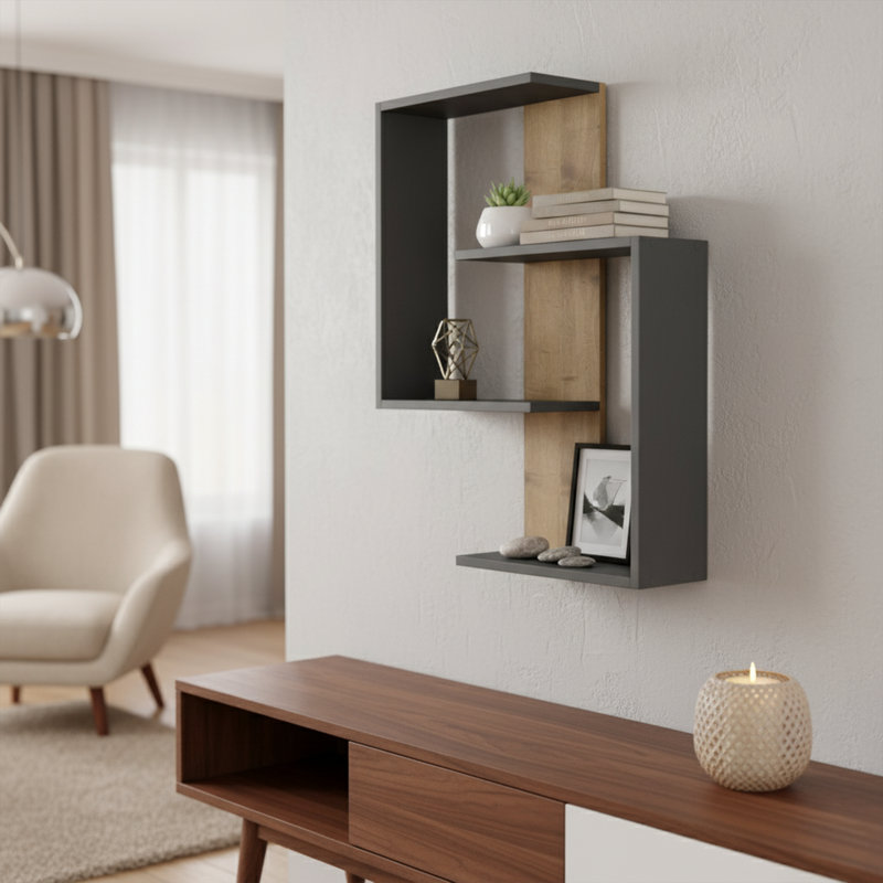 3 Tiers Double C Geometric Wall Shelf