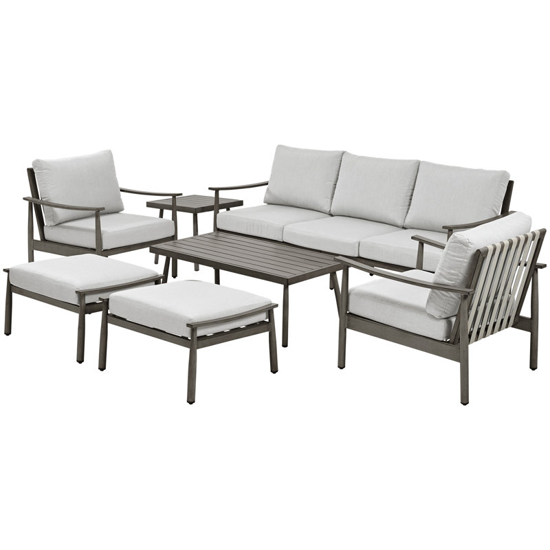 Mariene 5 - Person Patio Conversation Set with Cushions, Gray, Gray