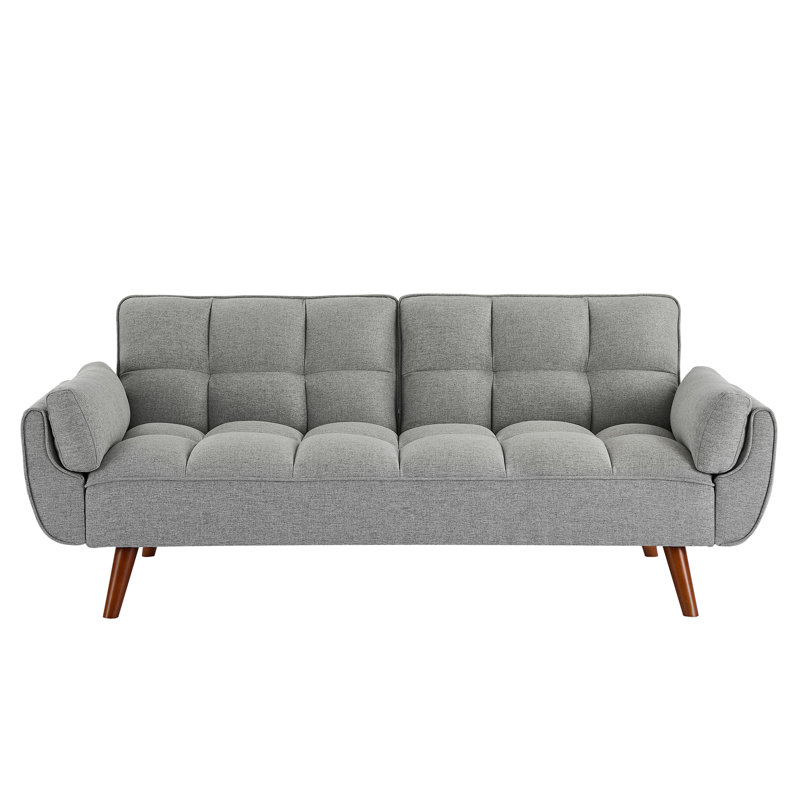Jalena 75" Flared Arm Convertible Sleeper Sofa, Gray Polyester