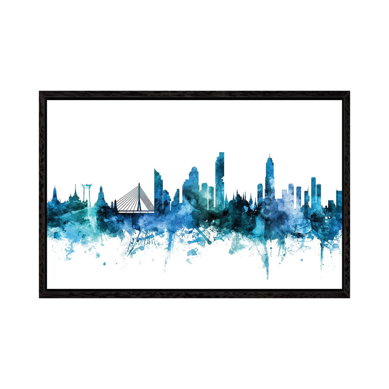Bangkok, Thailand Skyline by Michael Tompsett - Print on Canvas, 101.6 cm H x 66.04 cm W, Black Framed