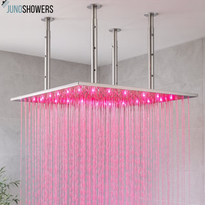 Premium rainfall showerhead with anti-clog nozzles and adjustable spray settings for comfort