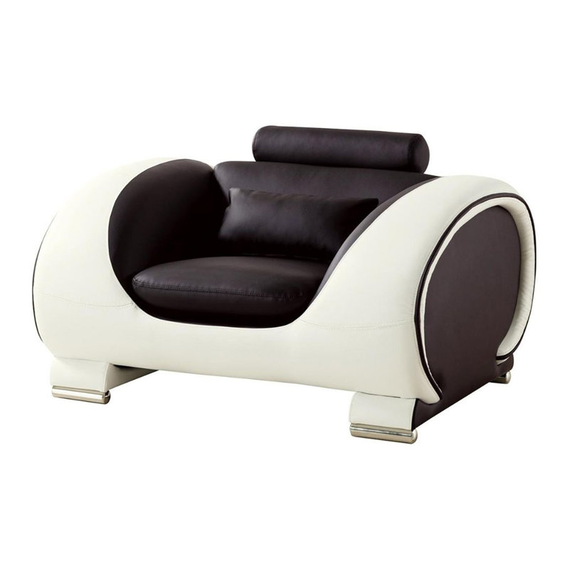 Fauteuil club Shryock de 116,84 cm de large, Chocolat noir / crème