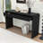 Rustic Minimalist Wooden Console Table with Storage Drawers, Adjustable Feet and Curved Edge Design-1260184991