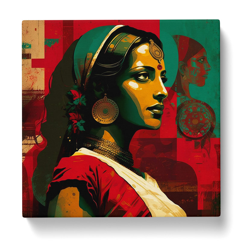Indian Woman Constructivism No.2 - Wrapped Canvas, 35cm H x 35cm W x 3cm D
