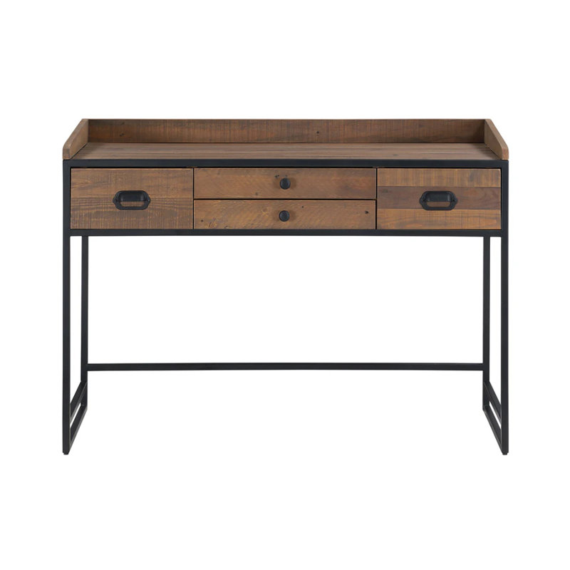 Alvern Solid Wood Steel Writing Desk