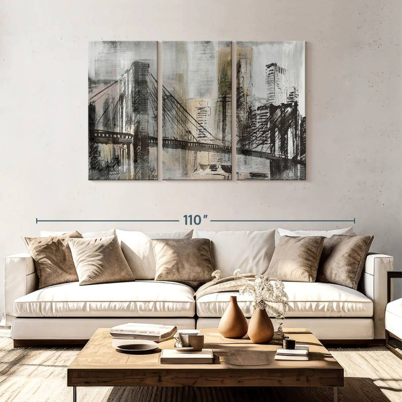 Détail du crépuscule du pont Avery Brooklyn, H 48 po x l 74 po