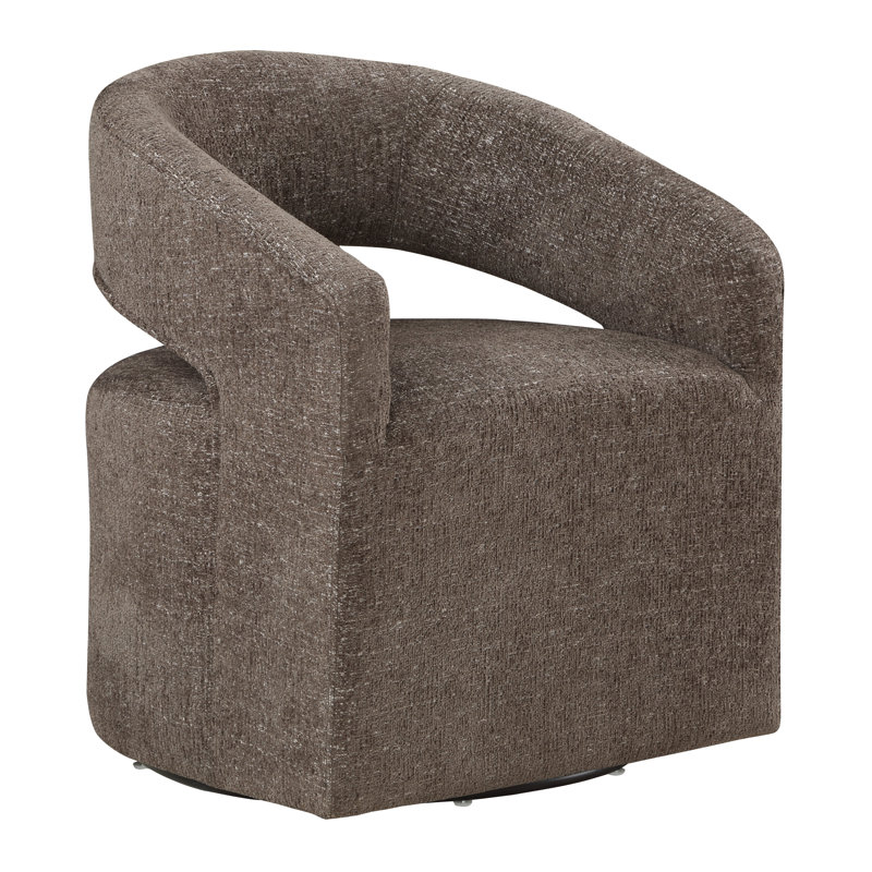 Jaidie Upholstered Swivel Barrel Chair, Charcoal