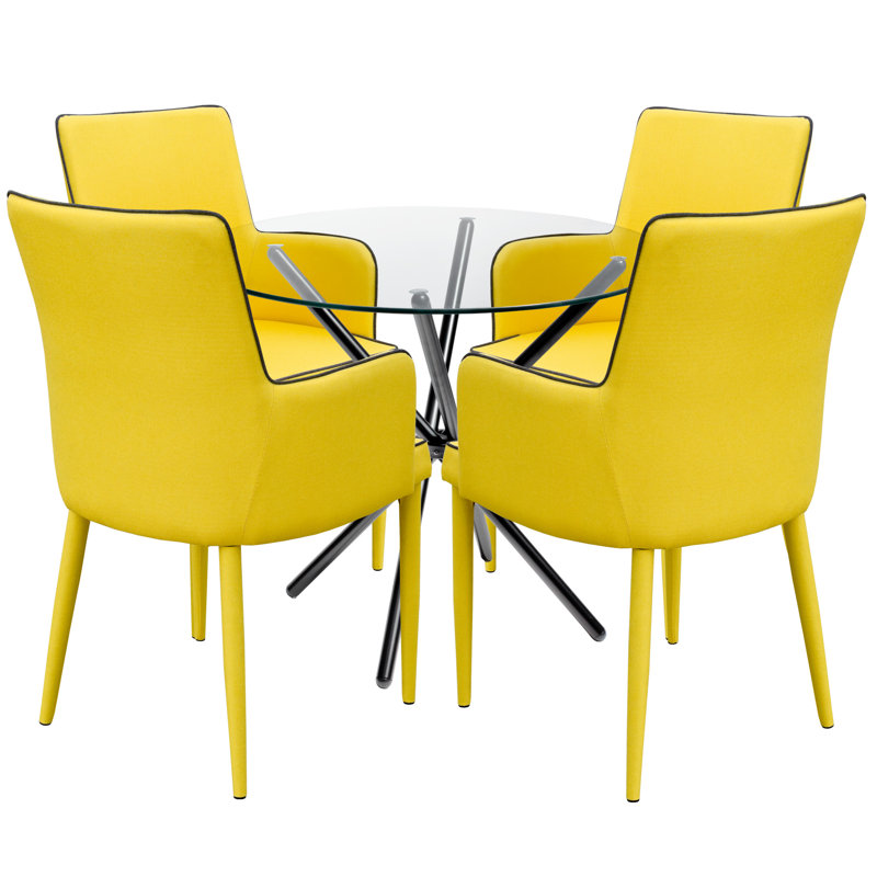 4 - Person Dining Set, Yellow, Black