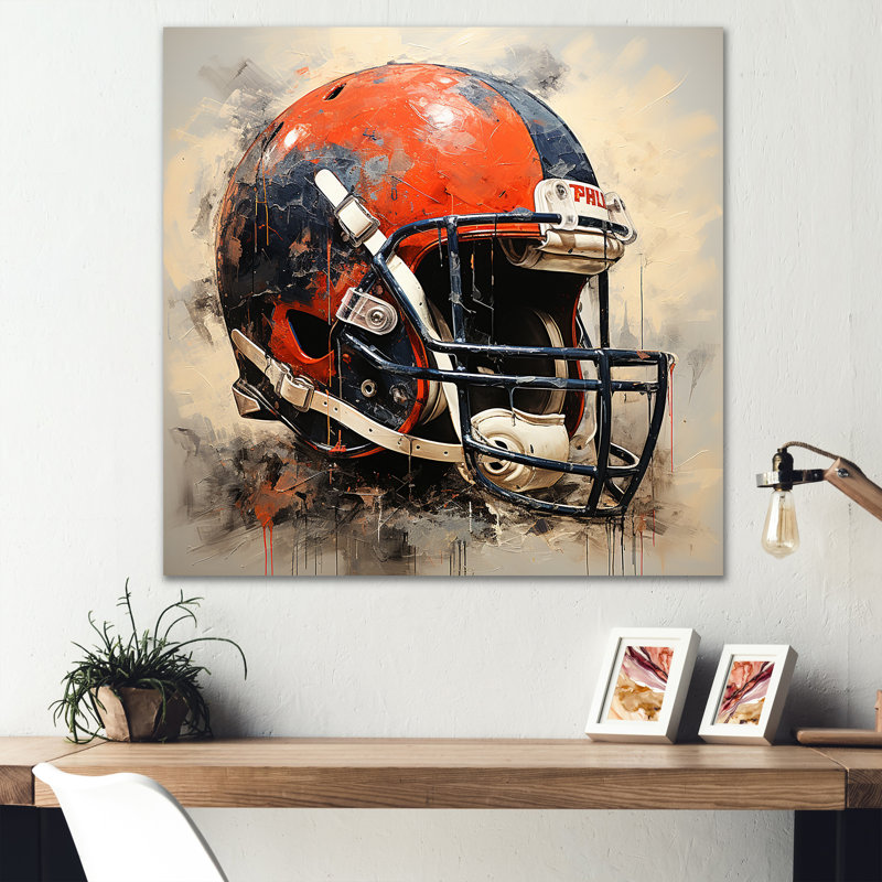 Casque de football noir et rouge - Art mural de football sportif, H 30 po x l 30 po x P 1,5 po, Toile tendue