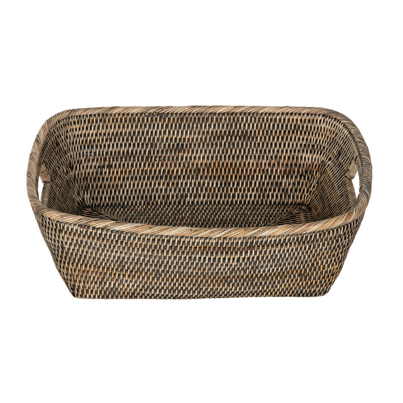 Panier en rotin Madson, Enduit noir