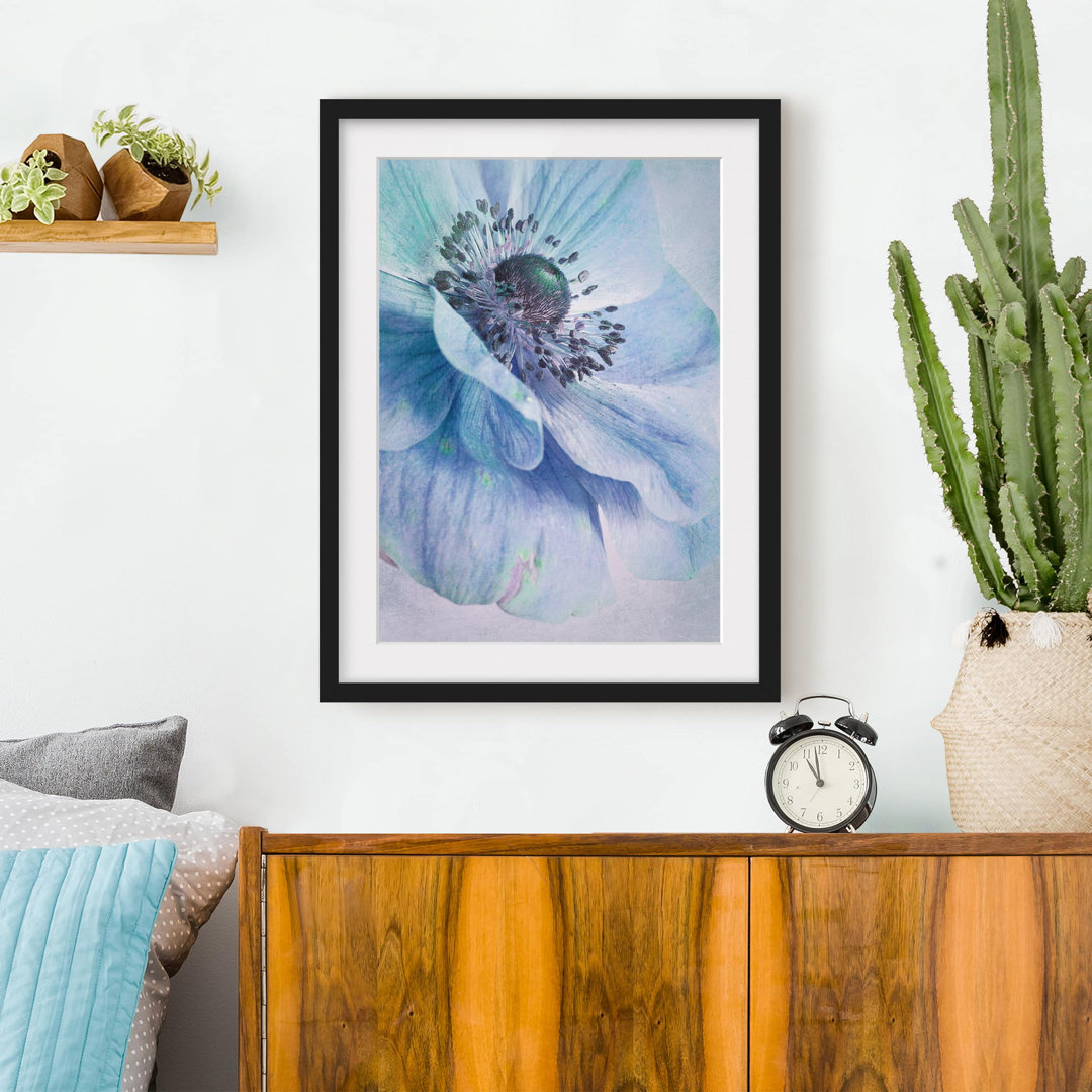 Gerahmtes Poster Blossom in Turquoise