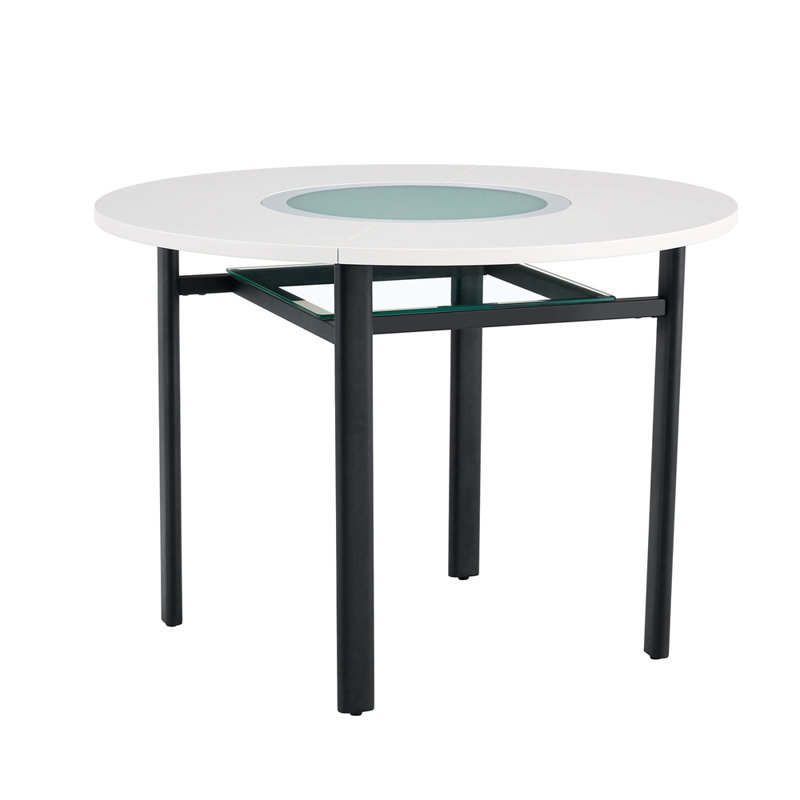 Table de salle à manger 42 pouces moderne et minimaliste pour 4 à 6 personnes, White